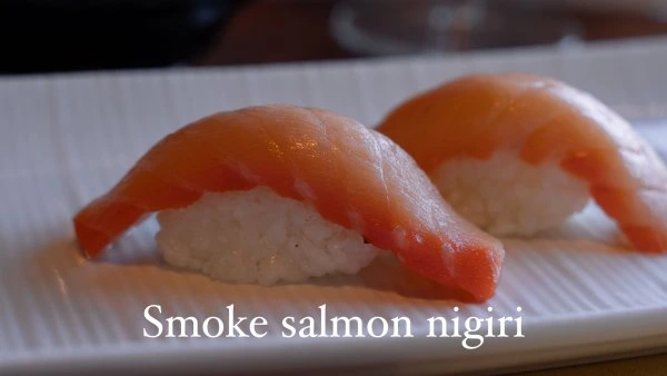 Teak Loveland Smoke Salmon Nigiri